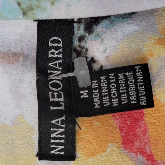 Nina Leonard Abstract U Neck Sleeveless Sheath Dress Cream Gray White Si… - Picture 5 of 12